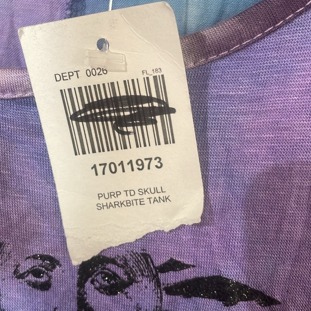 NWT - Midnight Hour - TieDye Skull Sharkbite Tank Too - Picture 4 of 5